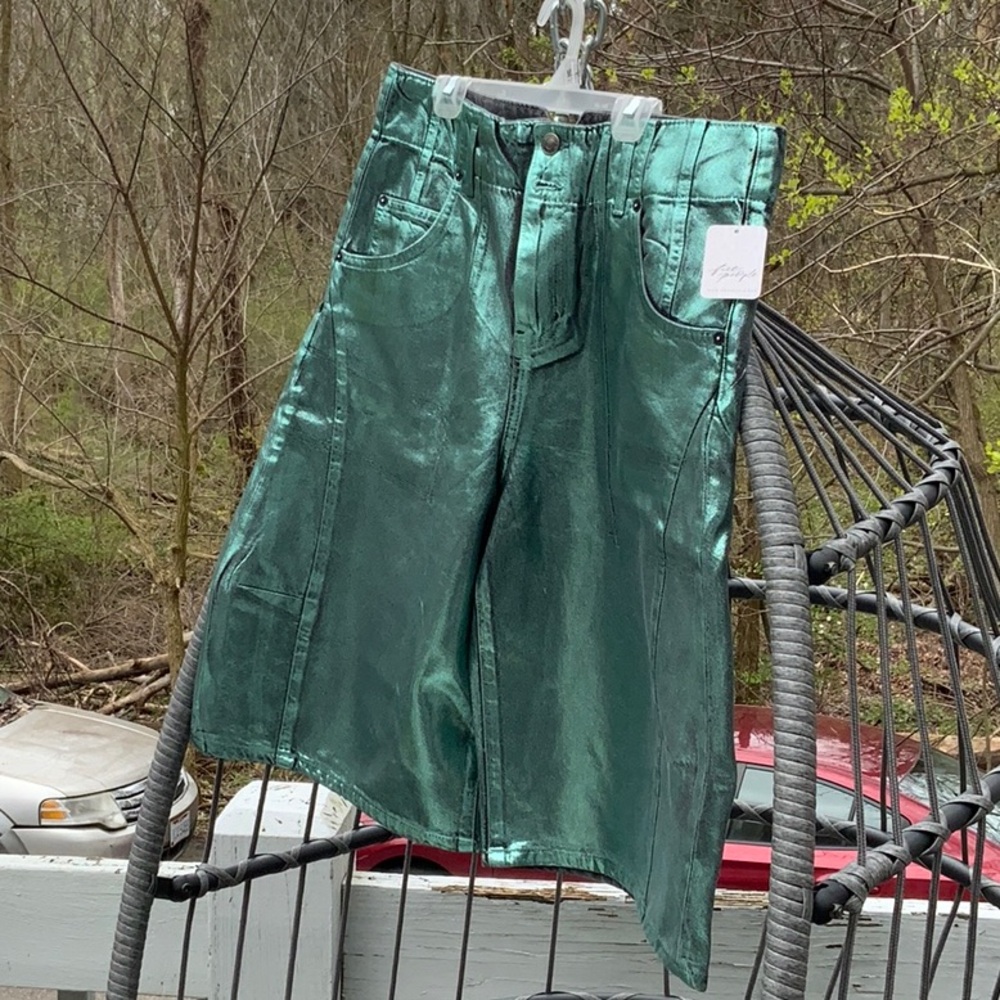 Women’s metallic turquoise shorts, free people brand new with tags